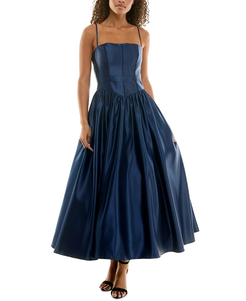 B Darlin Juniors' Square-Neck Sleeveless Fit & Flare Dress