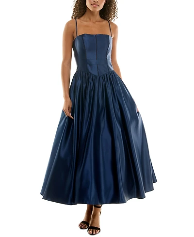B Darlin Juniors' Square-Neck Sleeveless Fit & Flare Dress