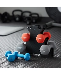 Philosophy Gym Neoprene Dumbbell Hand Weights with Stand, 32 lbs (3 lb, 5 lb, 8 lb Pairs)