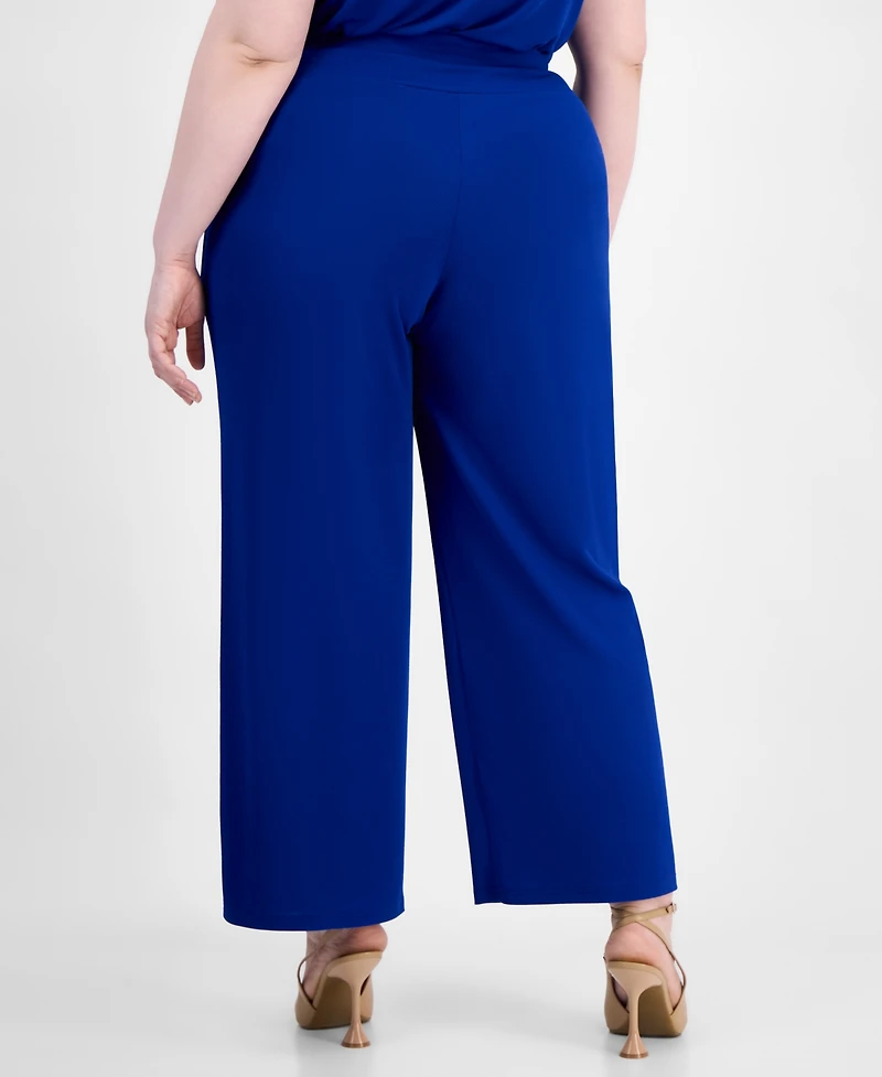 Anne Klein Plus Size Wide-Leg Pull-On Palazzo Pants