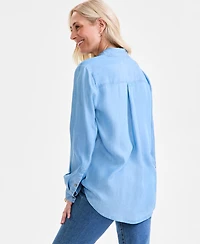 Style & Co Women's Chambray Perfect Button-Up Shirt, Exclusively at Macy's