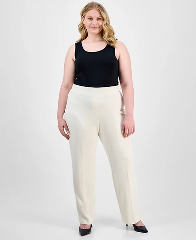 Ak Anne Klein Plus Size Pull-On Wide-Leg Pants
