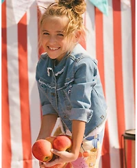 Deux par Deux Girl Frayed Denim Jacket With Embroidery Jeans Blue - Toddler|Child