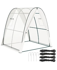 Outsunny Walk-In Hoop House house with bags, 6' x 6' x 6.6',