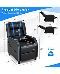 Gouun Pu Leather Massage Gaming Recliner Chair with Side Pockets