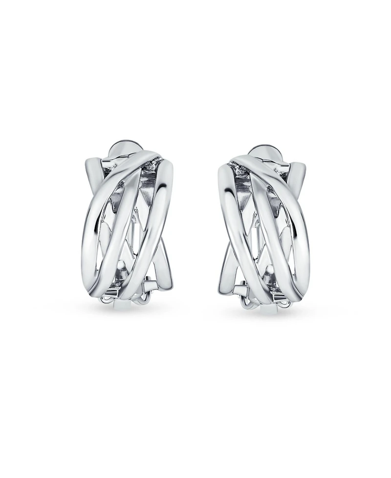 Bling Jewelry Classic Celtic Knot Clip-On Earrings Two Tone For Non-Pierced Ears Gold Plated