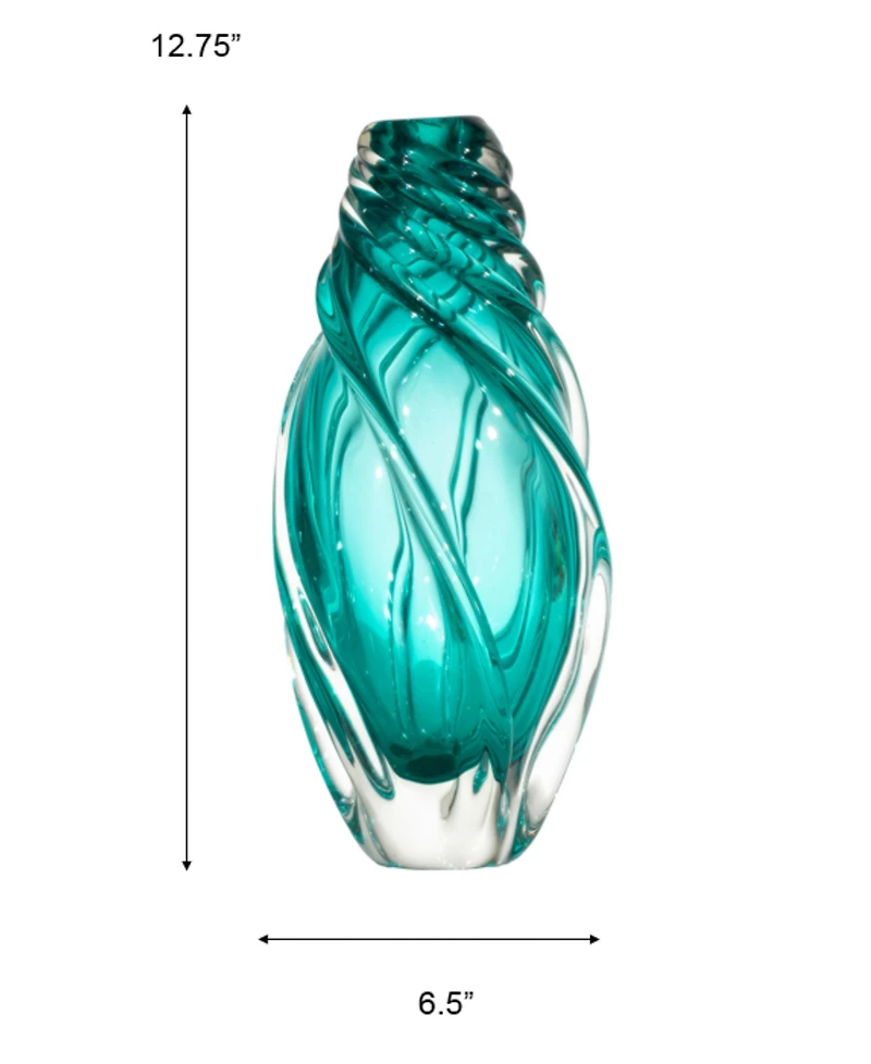 Dale Tiffany 12.75" Aqua Swirl Art Glass Vase