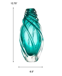 Dale Tiffany 12.75" Aqua Swirl Art Glass Vase