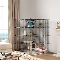 PawHut Diy Cat Cage Indoor with Hammock, for 1-3 Cats, 3 x 3 x 4,