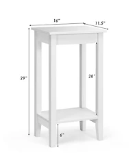 Gymax 2PCS 2-Tier Nightstand End Side Table Coffee Wooden Legs Bedroom Black