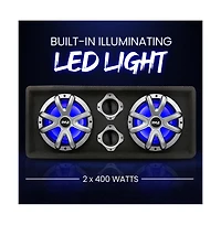 Pyle 8-Inch Dual Bass Subwoofer Box System with Led Lights, 400-Watt, Class-d Amplifier, Rear Vented for Trucks