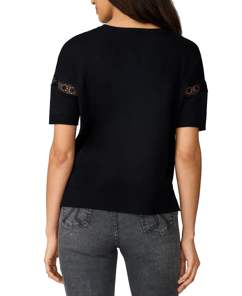Melissa Paige Women's Lace-Inset Short-Sleeve Sweater