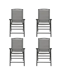 Four Seasons Courtyard Sunny Isles Outdoor Folding Arm Chair Set, 4 Pack, Gray