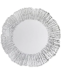 American Atelier Deniz Silver Flower Glass Charger Plates, Set of 4