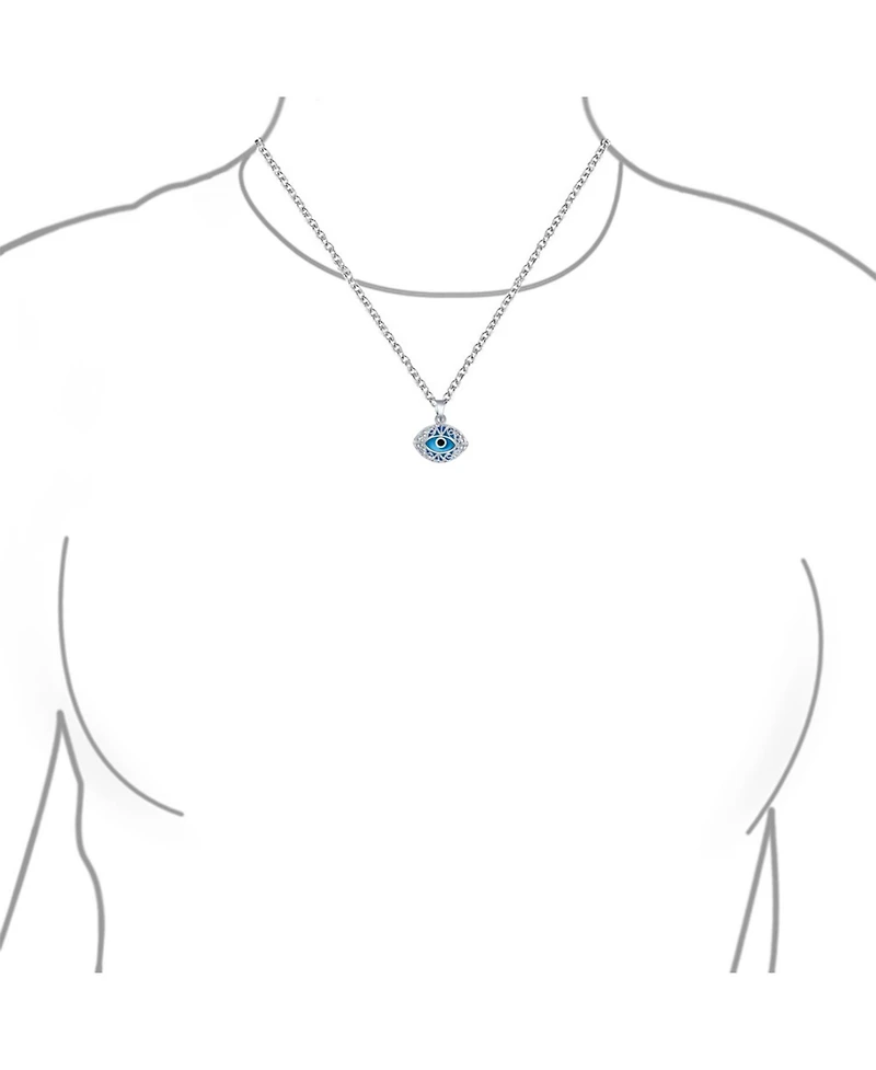 Bling Jewelry Turkish Amulet Nazar Blue Evil Eye Filigree Charm Pendant Necklace Silver