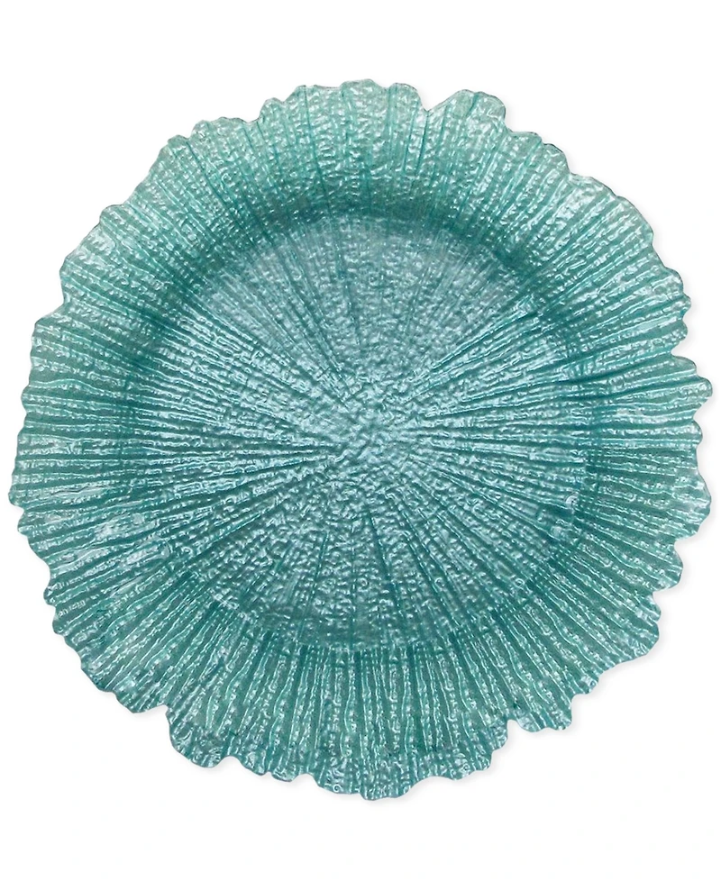American Atelier Reef Glass Turquoise Charger Plate 13", Set of 4