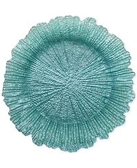 American Atelier Reef Glass Turquoise Charger Plate 13", Set of 4