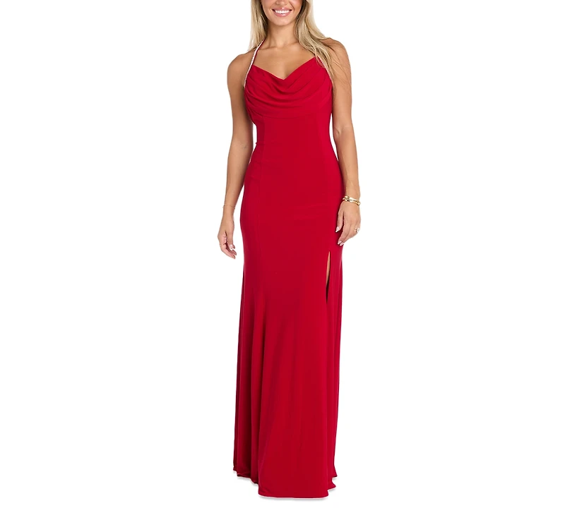 Morgan & Company Juniors' Embellished-Strap Jersey Gown