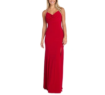 Morgan & Company Juniors' Embellished-Strap Jersey Gown