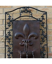 Sunnydaze Decor French Lily 33-Inch Polystone Outdoor Solar Wall Fountain - Iron Finish