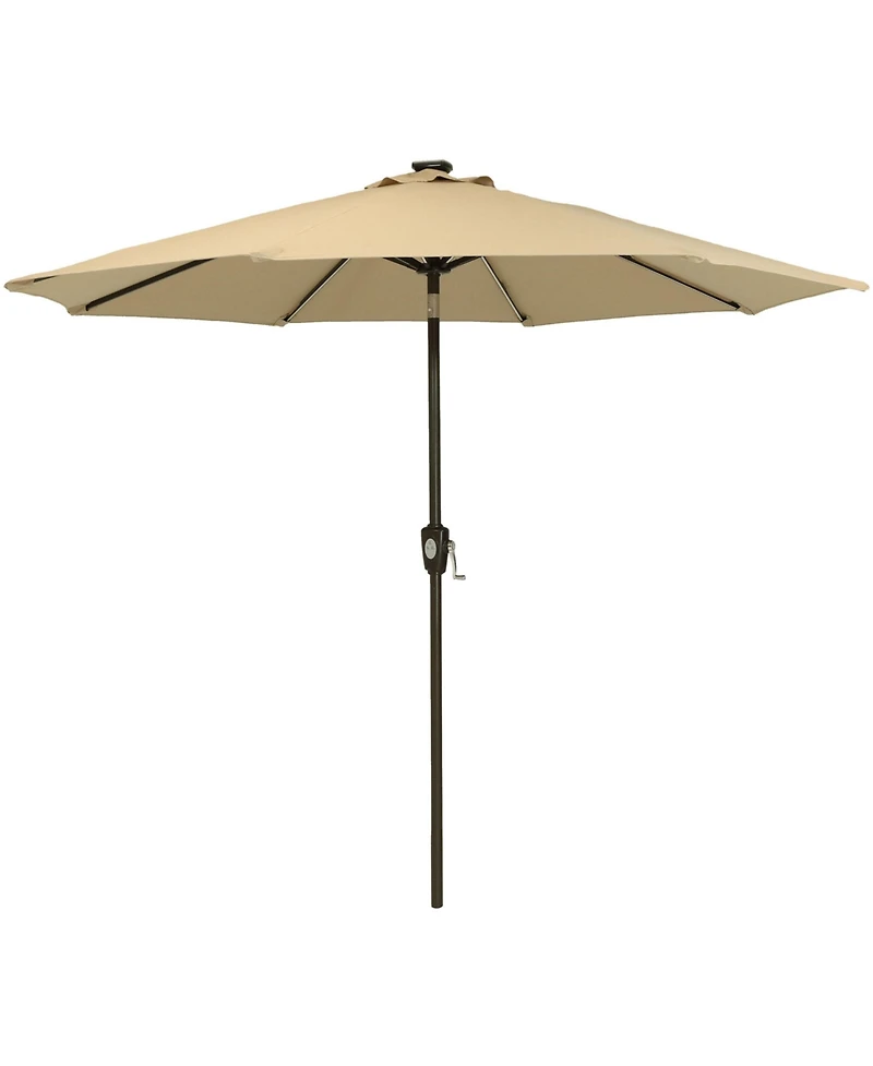 9-Foot Sunbrella Tilting Patio Umbrella with Solar Led Light Bars - Beige