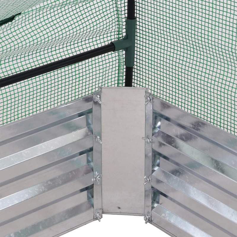 Raised Garden Bed with Cover Outdoor Mini Greenhouse Kit with 2 Zippered Doors - Green - 4' x 3'