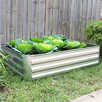 11.75" H Raised Metal Garden Bed - Galvanized Raised Garden Bed Outdoor for Vegetables and Flowers - Silver
