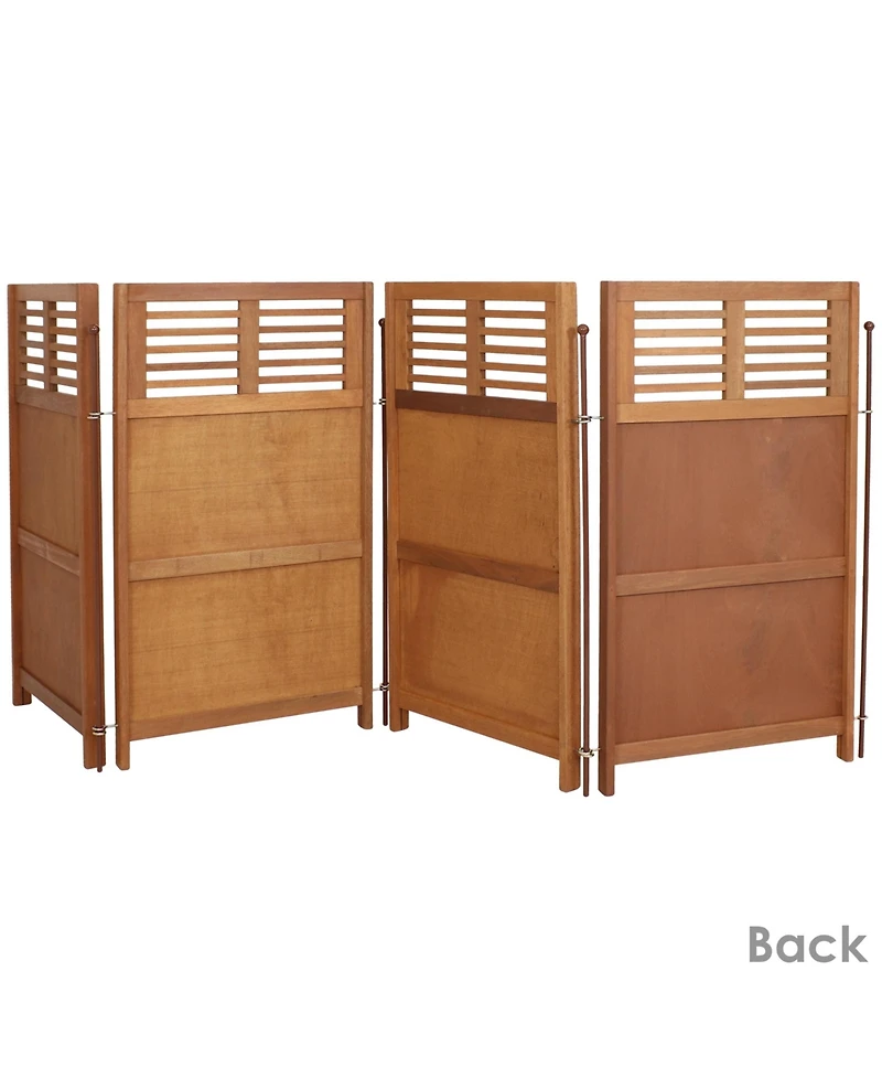 Outdoor Patio or Porch Meranti Wood with Teak Oil Finish Folding Privacy Screen Fence - 44"