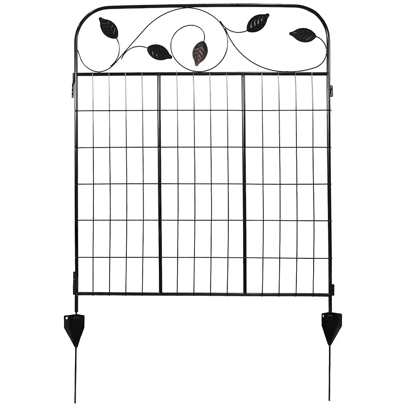 Winding Vines 10-Foot 4-Piece Steel Decorative Garden Fence Panels - 30" W x 36" H Per Panel - Black