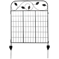 Winding Vines 10-Foot 4-Piece Steel Decorative Garden Fence Panels - 30" W x 36" H Per Panel - Black