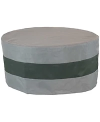 2-Tone Round Outdoor Fire Pit Cover - Heavy-Duty 300D Polyester with Drawstring - Gray/Green - 60-Inch x 24-Inch