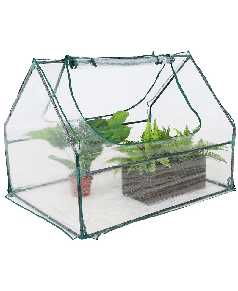 Outdoor Portable Mini Greenhouse Tent with 2 Zippered Side Doors and Iron Tube Frame - Clear - 4' x 3'