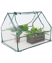 Outdoor Portable Mini Greenhouse Tent with 2 Zippered Side Doors and Iron Tube Frame - Clear - 4' x 3'