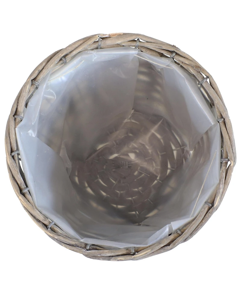 5-Piece Wicker Planter Basket Set - Indoor Use Only - Plastic Lined Flower Pots - Gray Poplar Construction with Steel Wire Frame