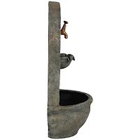Messina 26-Inch Polystone Outdoor Wall Water Fountain - Electric Submersible Pump - French Limestone Finish