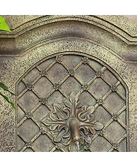 Sunnydaze Decor Rosette 31-Inch Polystone Outdoor Solar Wall Fountain - Florentine Stone Finish