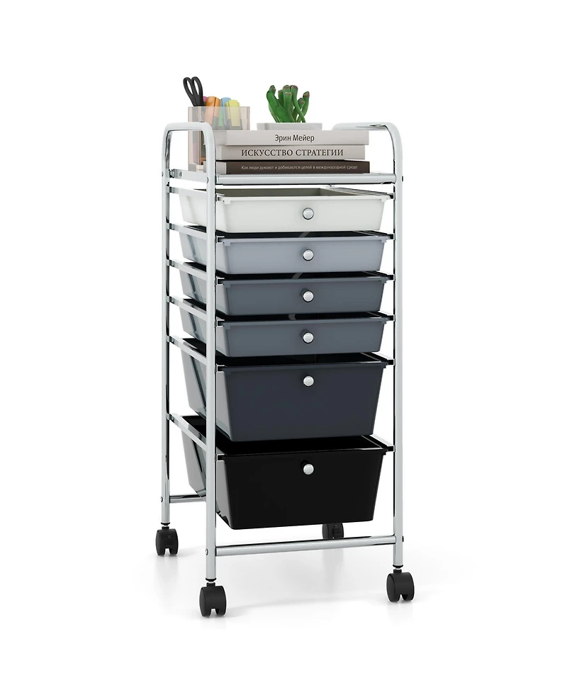 Gouun 6 Drawers Rolling Storage Cart Organizer-Mixed