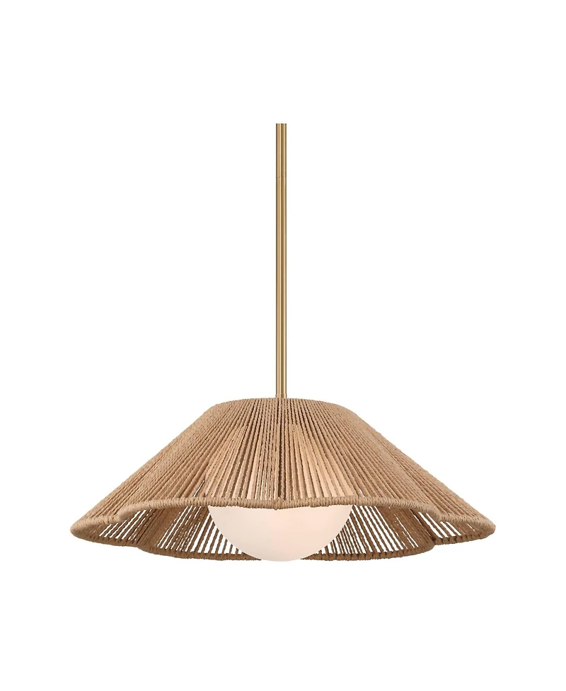 360 Lighting Mylinh 22 1/4" Modern Boho Cottage Pendant Ceiling Light Fixture Dining Room Over Table Kitchen Island Foyer Hanging Brass Finish Natural