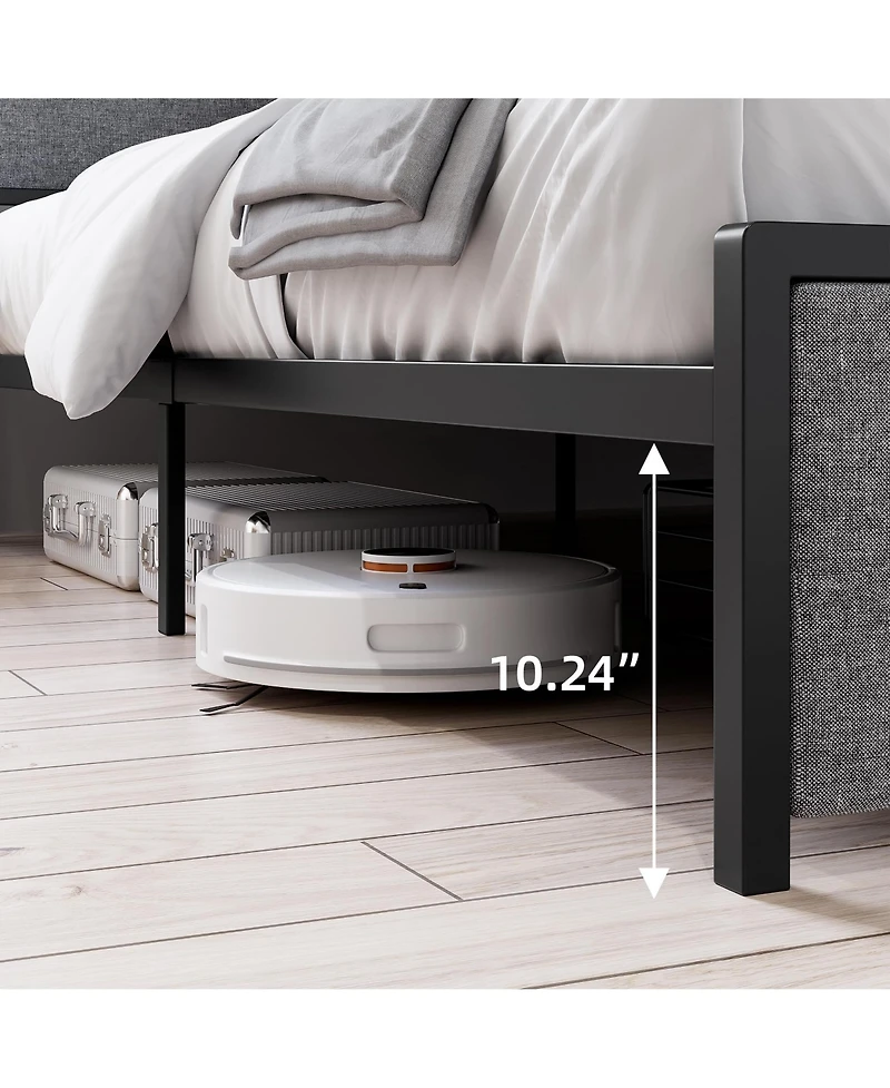 gaomon King Size Bed Frame with 2 Storage Drawers, Lined Fabric Upholstered Headboard with Charging Station
