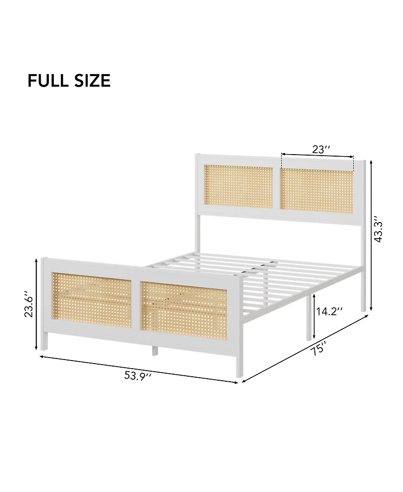 gaomon Full Size Rattan Bed Frame with Headboard