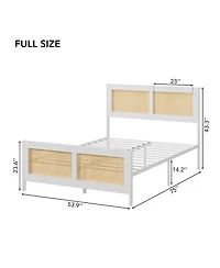 gaomon Full Size Rattan Bed Frame with Headboard