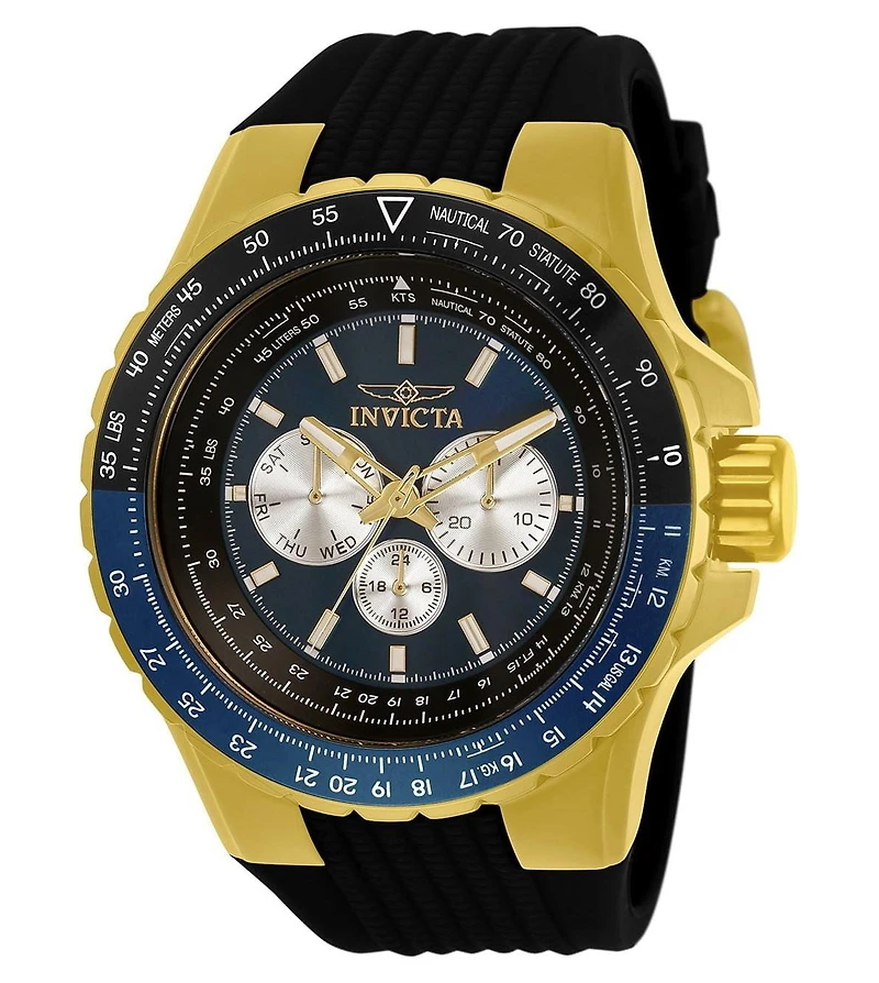 Invicta Men's 33031 Aviator Quartz Chronograph Black, Blue Dial Watch