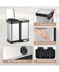 gaomon Large Capcity Dual Trash and Recycling Bin, Fingerprint Proof Stainless Steel Kitchen Garbage Can