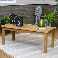 45-Inch Solid Teak Rectangular Outdoor Coffee Table - Patio Coffee Table for Outside - Light Brown Wood Stain Finish