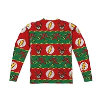 Dc Flash Mens Comics Ugly (Front/Back Print) Long Sleeve Adult Poly Crew Tee / T-Shirt