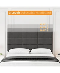 gaomon Twin Size Bed Frame with Adjustable Headboard, Linen Upholstered Twin Platform Bed Frame