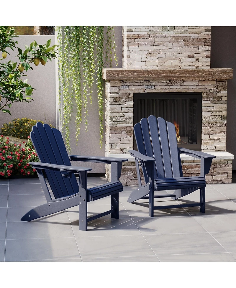 WestinTrends Outdoor Patio Hdpe Adirondack Chairs With Cup Holders (Set of 2)