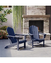 WestinTrends Outdoor Patio Hdpe Adirondack Chairs With Cup Holders (Set of 2)