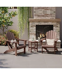 WestinTrends 3-Piece Outdoor Patio Hdpe Adirondack Chair With Cup Holder and Table Set