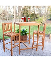 Teak Wood Outdoor Bar Chair - 43" H - Brown